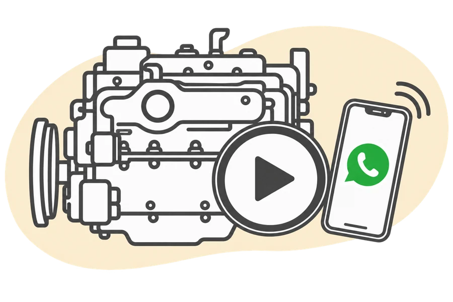 Probelaufvideo dieses Motors per WhatsApp anfordern
